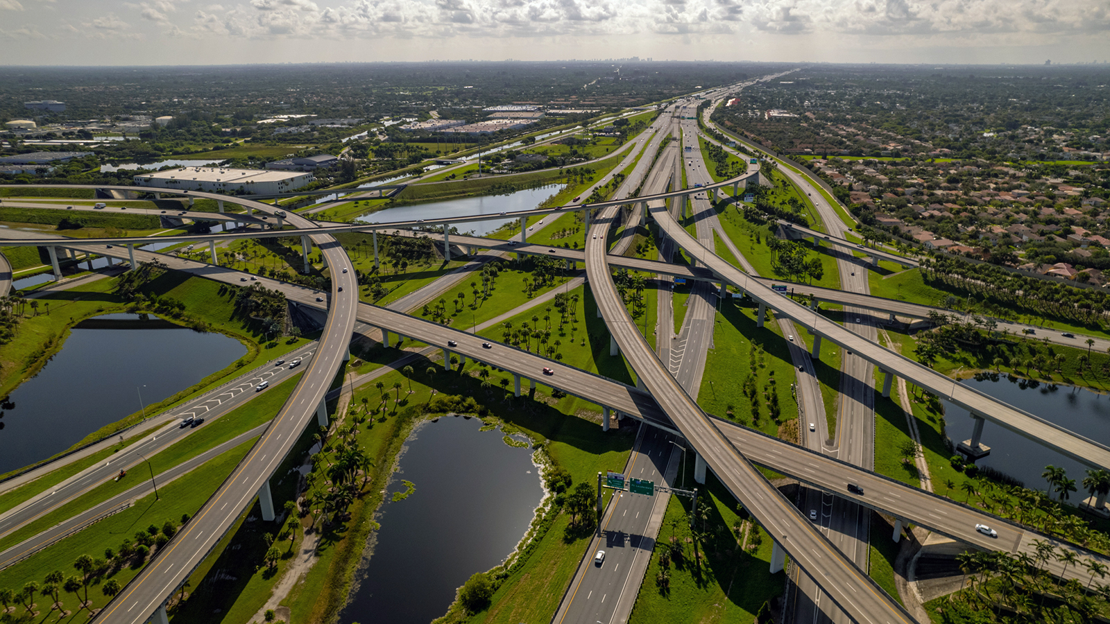Aerial view of Florida freeways