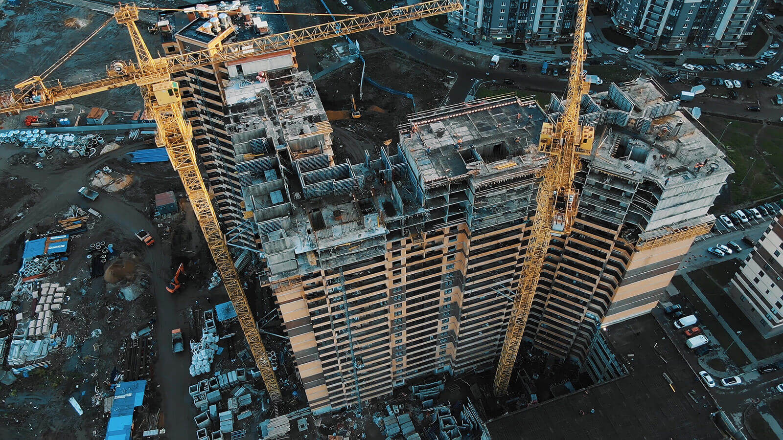 aerial view of building under construction