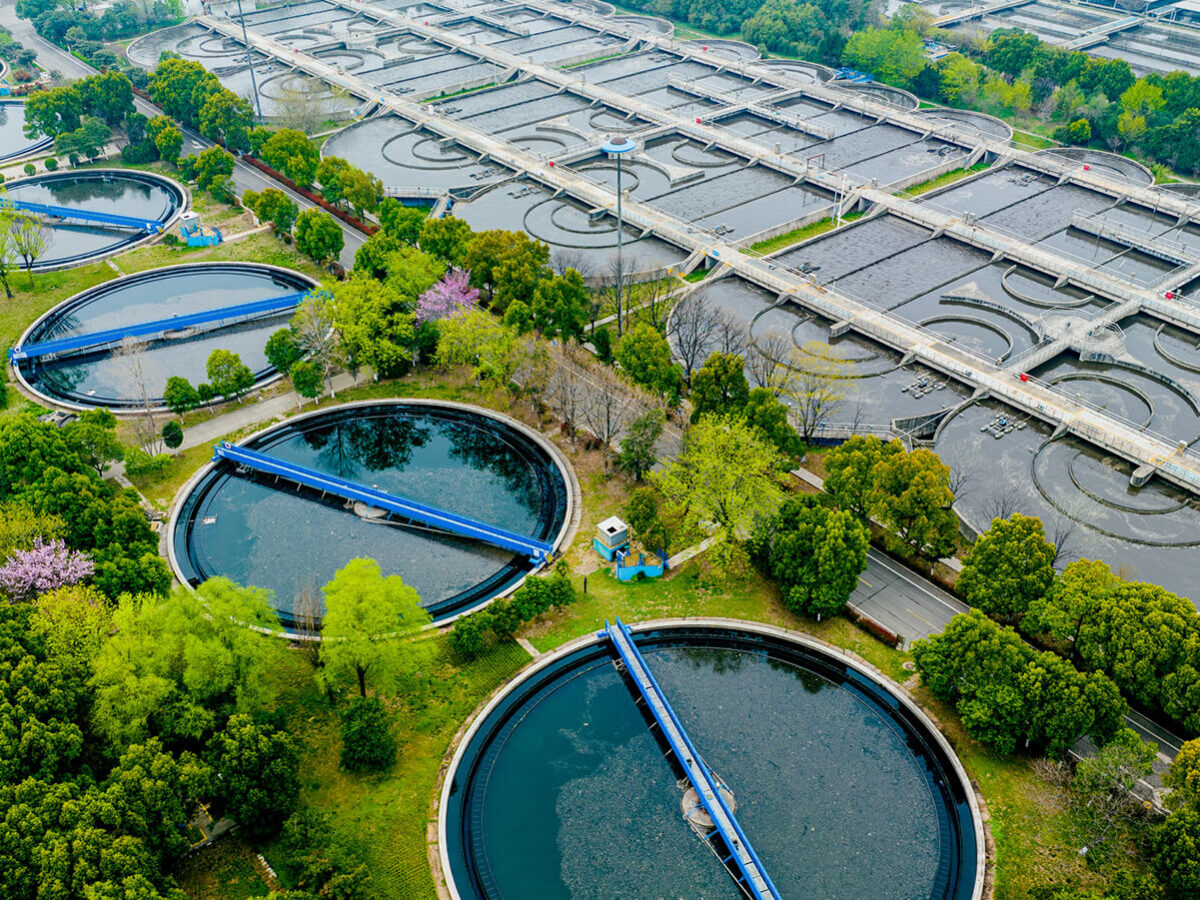 Aerial view of wastewater treatment