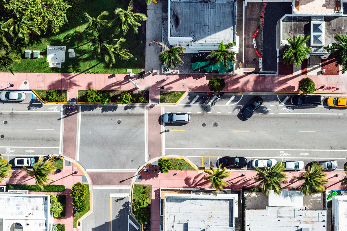 Aerial View Miami Streets