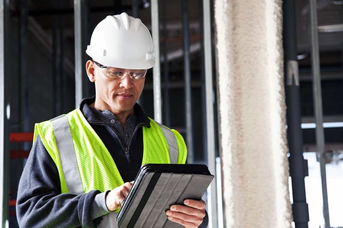 Construction Worker Using Tablet